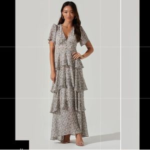 Tayla Floral Chiffon Ruffle Maxi Dress